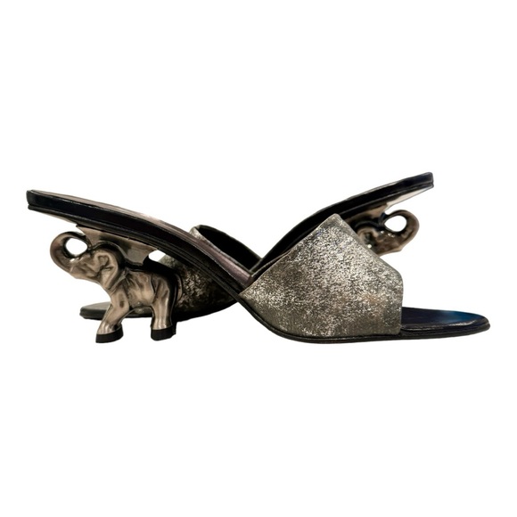 Vintage Ramon Tenza metallic  elephant heel mules new never worn 7.5 - Picture 5 of 9